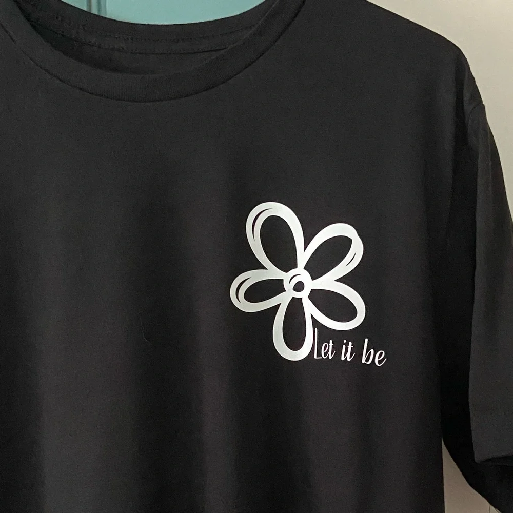 NEW! Custom Made Let It Be With Flower Black T-shirt - Picture 2 of 6